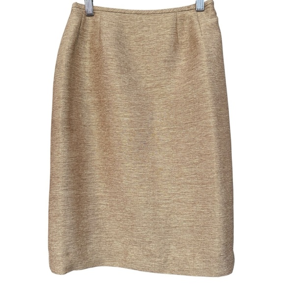 Ann Taylor Dresses & Skirts - Ann Taylor 4P Gold Metallic Pencil Skirt Petite Holiday Career